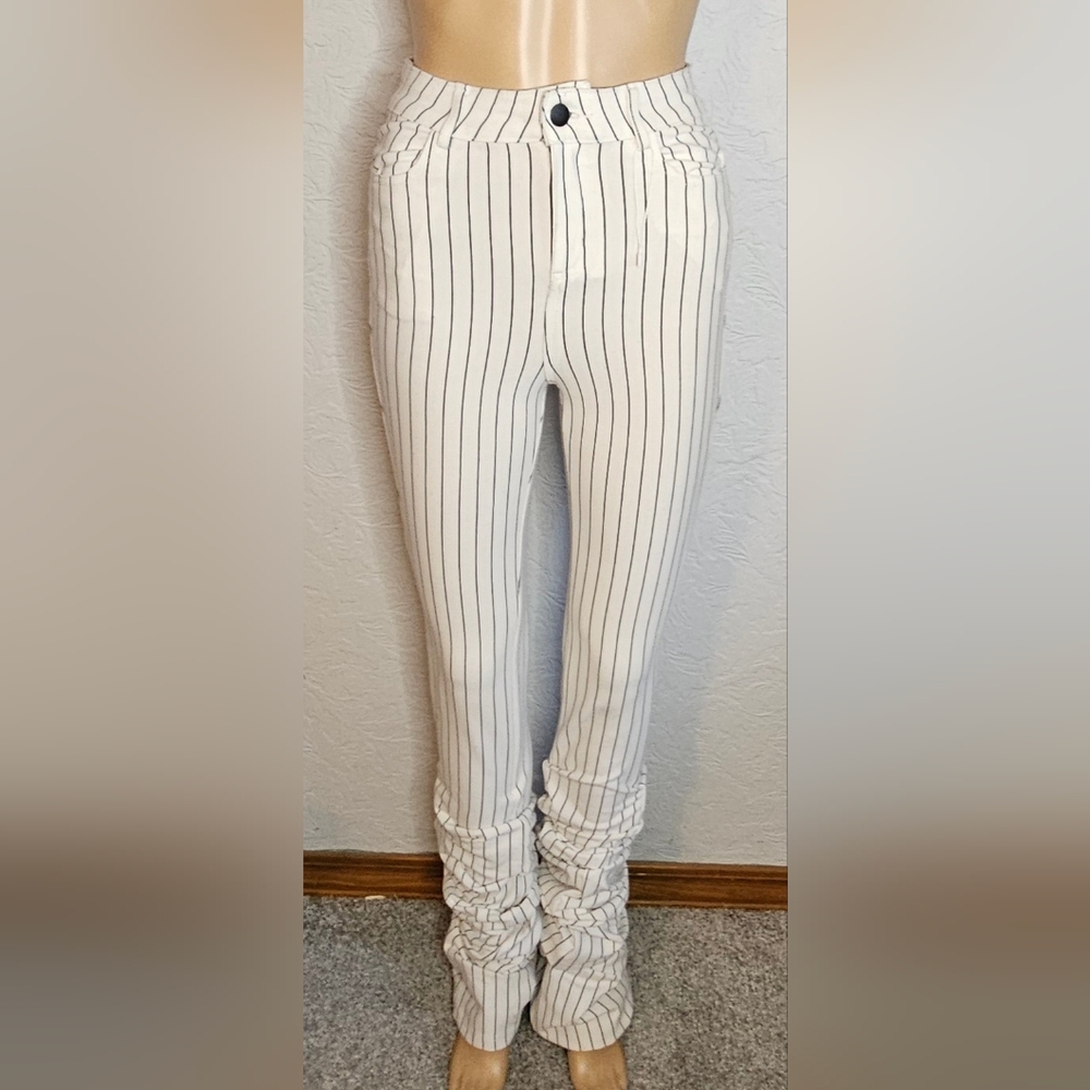 Labijou White Pants with Black Stripes XS